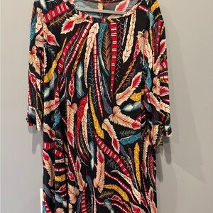 Colorful Feather Print Dress